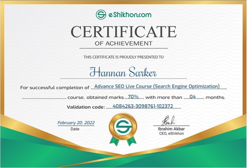 SEO certificate